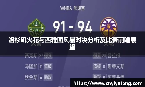 洛杉矶火花与西雅图风暴对决分析及比赛前瞻展望