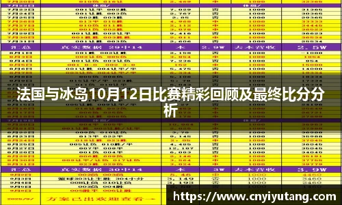 法国与冰岛10月12日比赛精彩回顾及最终比分分析
